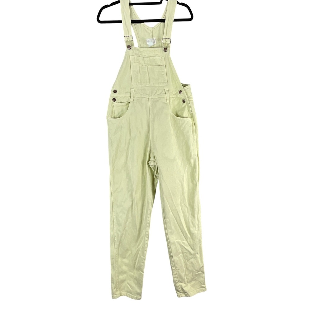 Moda International Denim Overalls Womens M Yellow Farmcore Vintage 90s USA Made